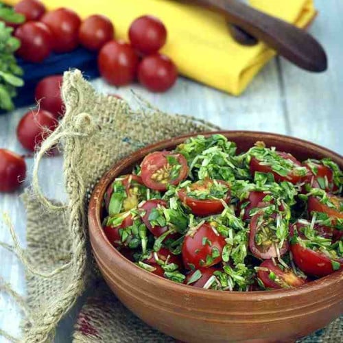 cherry tomato and fenugreek salad