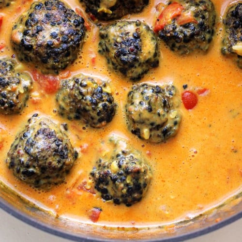 quinoa meatballs with fenugreek sauce