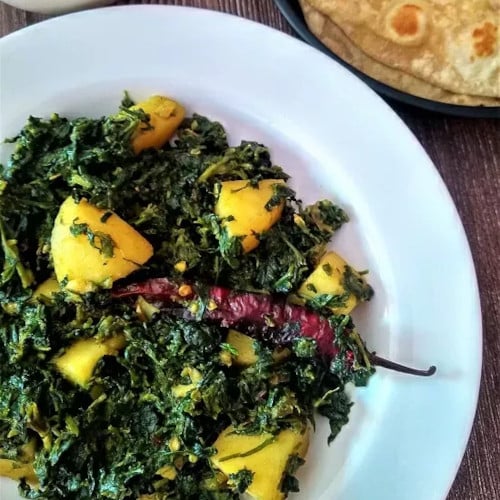 sauteed potatoes and fenugreek leaves