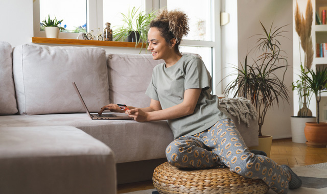 happy woman at home