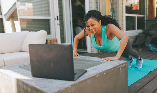 woman working out at home