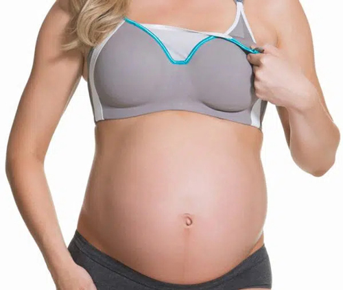 pregnant woman in a nursing bra