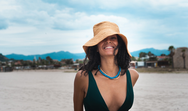 happy woman at the beach