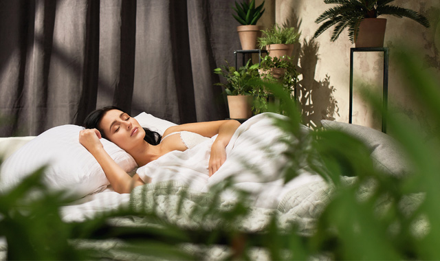 young woman sleeping in her bedroom