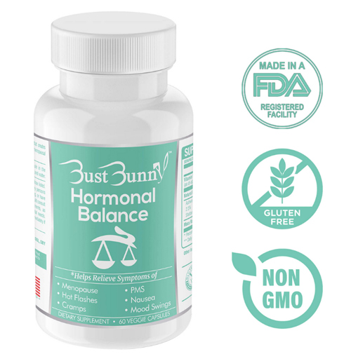 bottle of Bust Bunny hormonal balance supplement