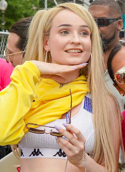 trans woman celebrity Kim Petras smiling