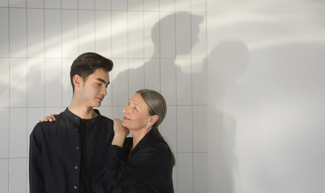 mother and son wearing black clothes